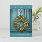 Vakantiedruk aan deur met  deurknop feestdagenkaart (Staand voorkant)