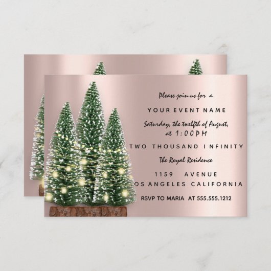 Vakantiedrukfeest kerstboomfeest Roos diner Kaart (Voorkant / Achterkant)