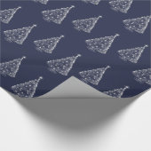 Vakantiedrukpapier Silver Tree Navy Cadeaupapier (Hoek)