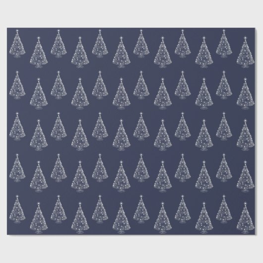 Vakantiedrukpapier Silver Tree Navy Cadeaupapier (Vlak)