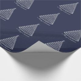 Vakantiedrukpapier Silver Tree Navy Cadeaupapier