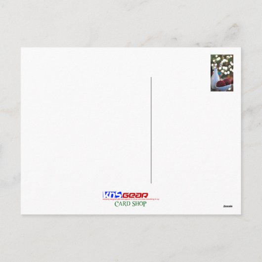 Vakantieduur in wit en rood, vaas, briefkaart (Achterkant)