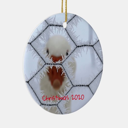 vakantiefamilie: White Duck Frost Keramisch Ornament (Rechts)