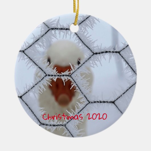 vakantiefamilie: White Duck Frost Keramisch Ornament (Voorkant)
