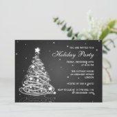 Vakantiefeest kerstboom zwart kaart (Staand voorkant)
