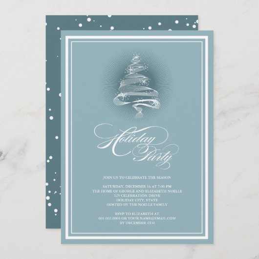 Vakantiefeest met blauwe kerstbomen kaart (Voorkant / Achterkant)