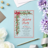 Vakantiefeest Mistletoe Bow Modern Kerstfeest Acryl Uitnodigingen (Insitu (Huwelijk))