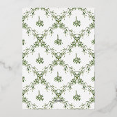 Vakantiefeest Mistletoe Bow Modern Kerstfeest Folie Uitnodiging (Achterkant)