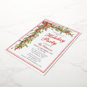 Vakantiefeest Mistletoe Bow Modern Kerstfeest Folie Uitnodiging (Gedraaid)