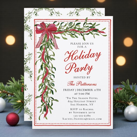 Vakantiefeest Mistletoe Bow Modern Kerstfeest Kaart