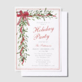 Vakantiefeest Mistletoe Bow Modern Kerstfeest Vellum Uitnodigingen (Offset)
