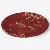 Vakantiefeest, rood, wit, goud, papieren bordje (Gekanteld)