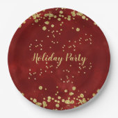 Vakantiefeest, rood, wit, goud, papieren bordje (Voorkant)