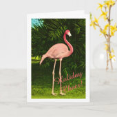 Vakantieflamingo Kaart (Gele Bloem)