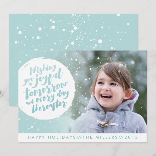 Vakantiefootkaart met sneeuwbal feestdagenkaart (Voorkant / Achterkant)