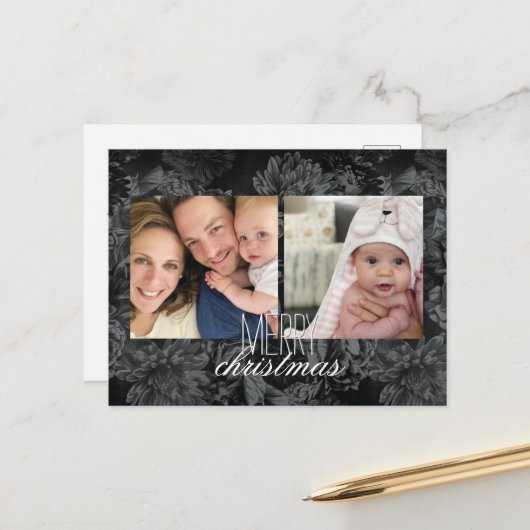 Vakantiefoto Briefkaart dark floral wallpaper (Voorkant / Achterkant in situ)