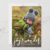 Vakantiefoto Kerst Vreugde & Wonder Hand-Lettered Feestdagenkaart (Voorkant)