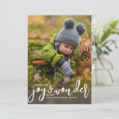 Vakantiefoto Kerst Vreugde & Wonder Hand-Lettered Feestdagenkaart (Staand voorkant)