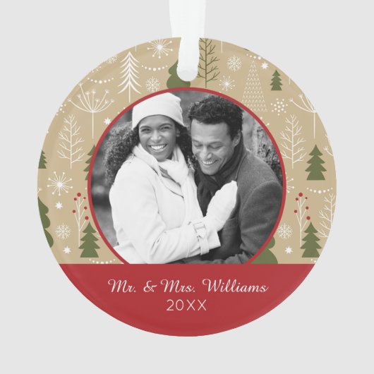 Vakantiefoto | kerstbospatroon ornament (achterkant)