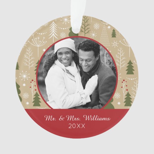 Vakantiefoto | kerstbospatroon ornament (voorkant)