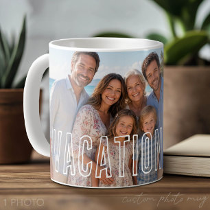 Vakantiefoto met moderne tekstoverlay koffiemok