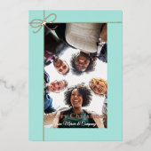 Vakantiefoto Mint Green Roos Gold Real Folie Feestdagenkaart (Voorkant)