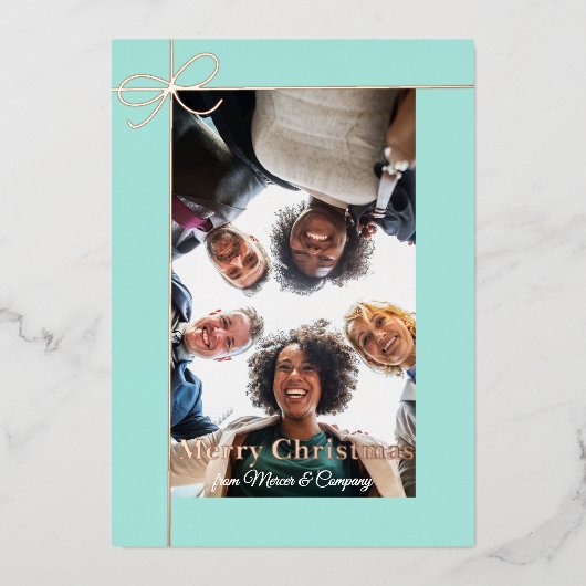 Vakantiefoto Mint Green Roos Gold Real Folie Feestdagenkaart (Voorkant)