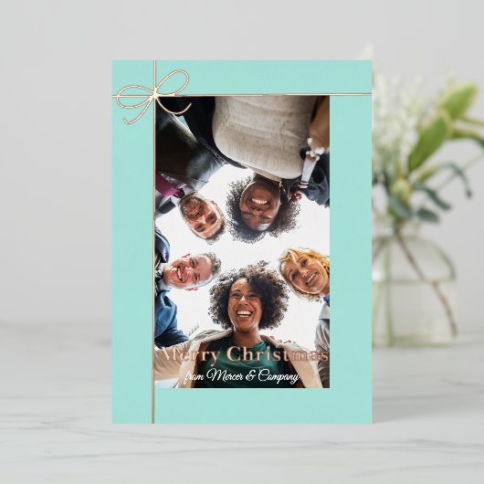 Vakantiefoto Mint Green Roos Gold Real Folie Feestdagenkaart (Staand Voorkant)