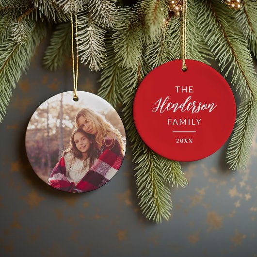 Vakantiefoto Ornament met familienaam en jaar