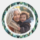 Vakantiefoto van Rustic Woodland Ronde Sticker (Voorkant)