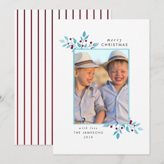 Vakantiefotokaart *Helderblauw kerstfeest* Kaart (Voorkant / Achterkant)