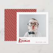 Vakantiefotokaart | Klassieke rode kerstkus Feestdagenkaart (Voorkant / Achterkant)