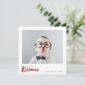 Vakantiefotokaart | Klassieke rode kerstkus Feestdagenkaart (Staand voorkant)