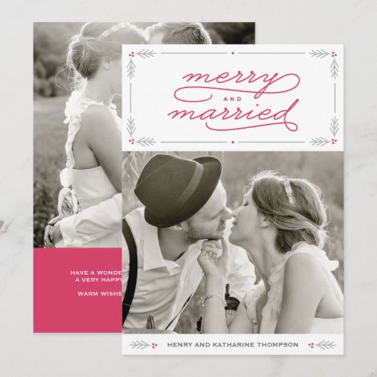 Vakantiefotokaart voor gezelschapsPassen getrouwd Feestdagenkaart (Voorkant / Achterkant)