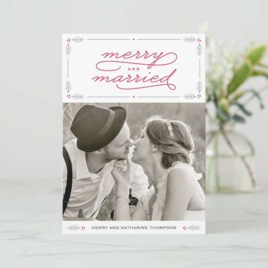 Vakantiefotokaart voor gezelschapsPassen getrouwd Feestdagenkaart (Staand voorkant)