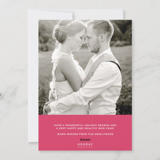 Vakantiefotokaart voor gezelschapsPassen getrouwd Feestdagenkaart (Achterkant)