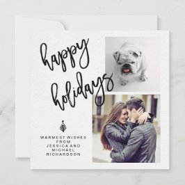 Vakantiefoto's en typografie op Waterverf papier Feestdagenkaart