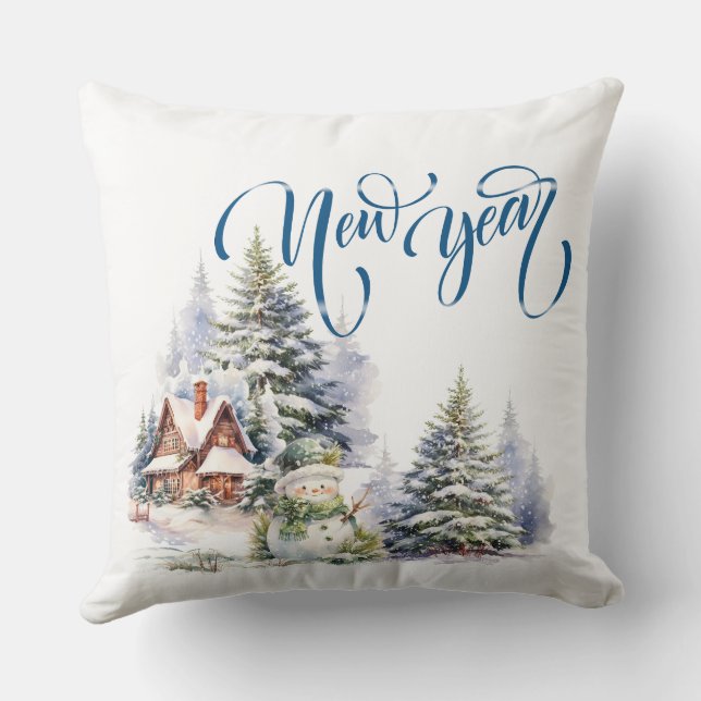 Vakantiefoto's op New Year's Blue Style Kussen (Achterkant)