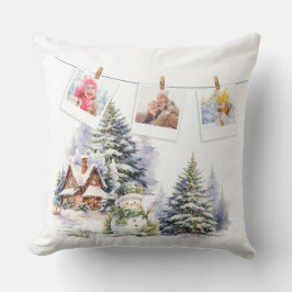 Vakantiefoto's op New Year's Blue Style Kussen