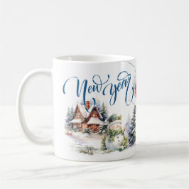 Vakantiefoto's op New Year's Coffee Mok Blauwe sti