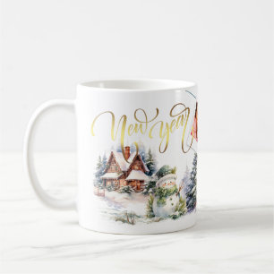 Vakantiefoto's op New Year's Coffee Mok Folie Stij