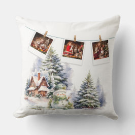 Vakantiefoto's op New Year's Red Style Kussen