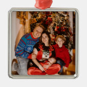 Vakantiefoto's, Premium Square Christmas Metalen Ornament (Voorkant)