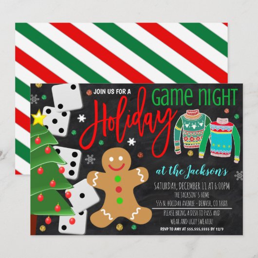 Vakantiegame Night Party nodigt u uit Kaart (Voorkant / Achterkant)