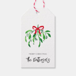 Vakantiegang Mistletoe Familie Festive Red Green Cadeaulabel