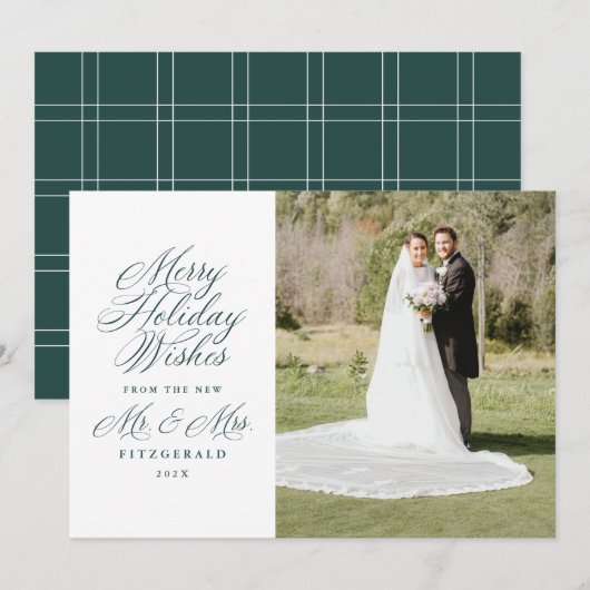 Vakantiegang van de nieuwe Pas getrouwd en de nieu Feestdagenkaart (Voorkant / Achterkant)