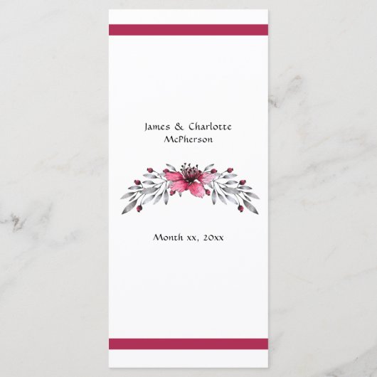 Vakantiegang Waterverf bloesems Menu (Achterkant)