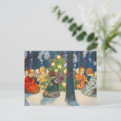  vakantiegangel en kerstboomschilderfeestdag feestdagenkaart (Staand voorkant)