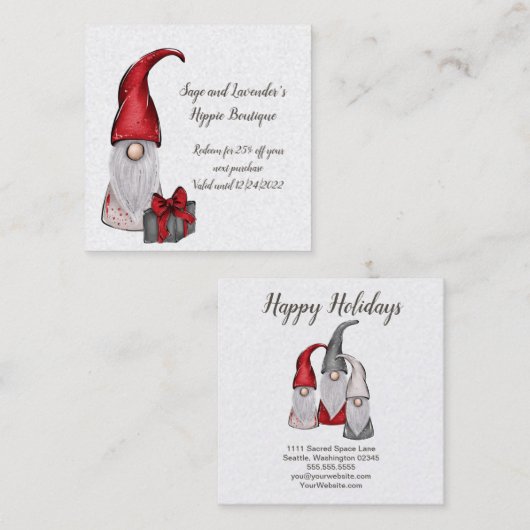 Vakantiegangers Bedankt Loyalty Reward Vierkante Visitekaartje (Voorkant / Achterkant)