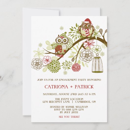Vakantiegangers Floral Engagement Party Kaart (Voorkant)